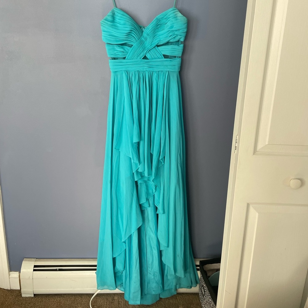 Turquoise High-Low Gown